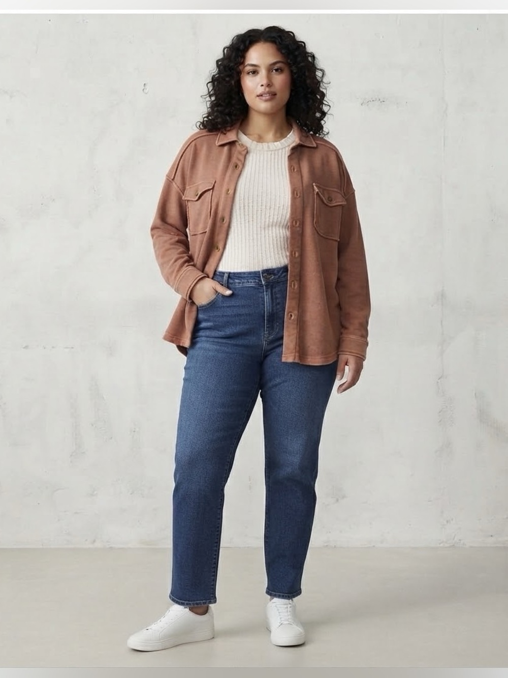 Arizona Midweight Oversized Shirt Jacket Cedar Wood